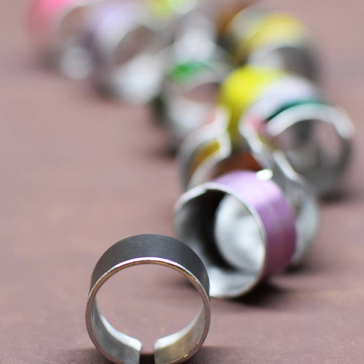 Hula Ring for wholesale by S&ERS Printed Aluminium Jewellery