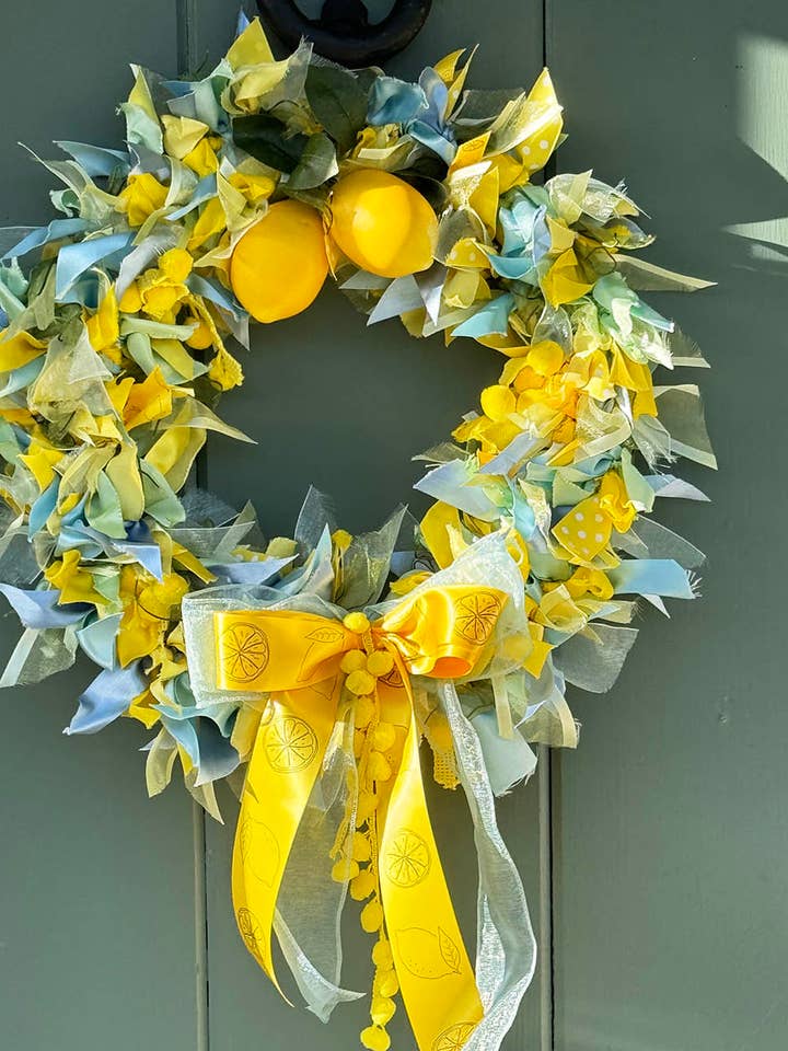 Lemon Themed Ribbon Wreath Kit for wholesale by Ribbons For You