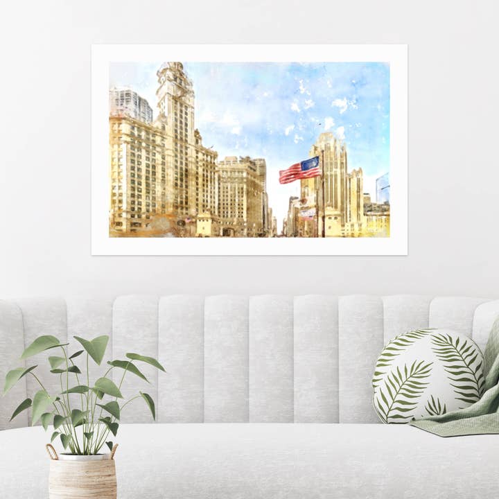 Giclee Art Prints, Chicago IL, Magnificent Mile for wholesale by G.O.A.T House of Creative