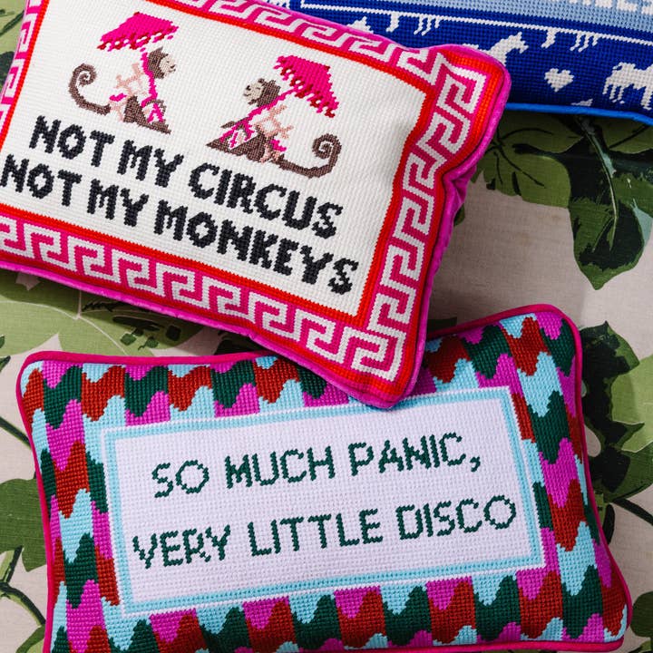 Furbish Studio - Wholesale Throw/Decorative Pillow - Panic at the Disco Needlepoint Pillow3