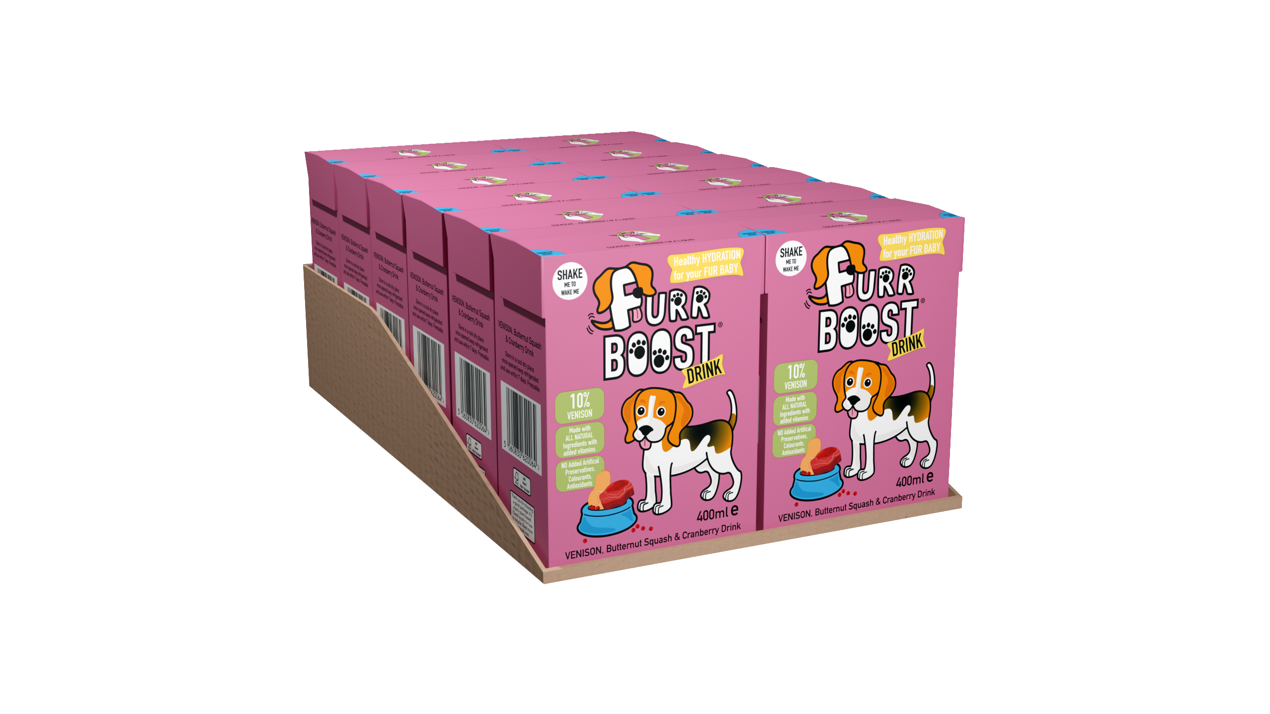 Furr Boost – wholesale Pet treats – Dog – Venison, Butternut Squash & Cranberry Furr Boost 400ml x 124