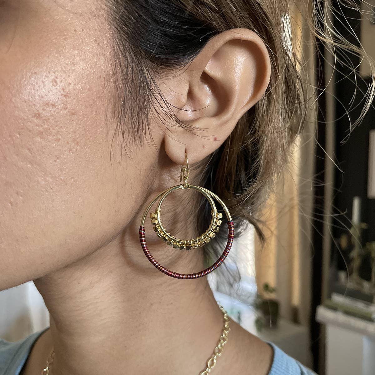 WorldFinds - Vente Boucles d'oreilles pendantes - Créoles Raja Sunrise1