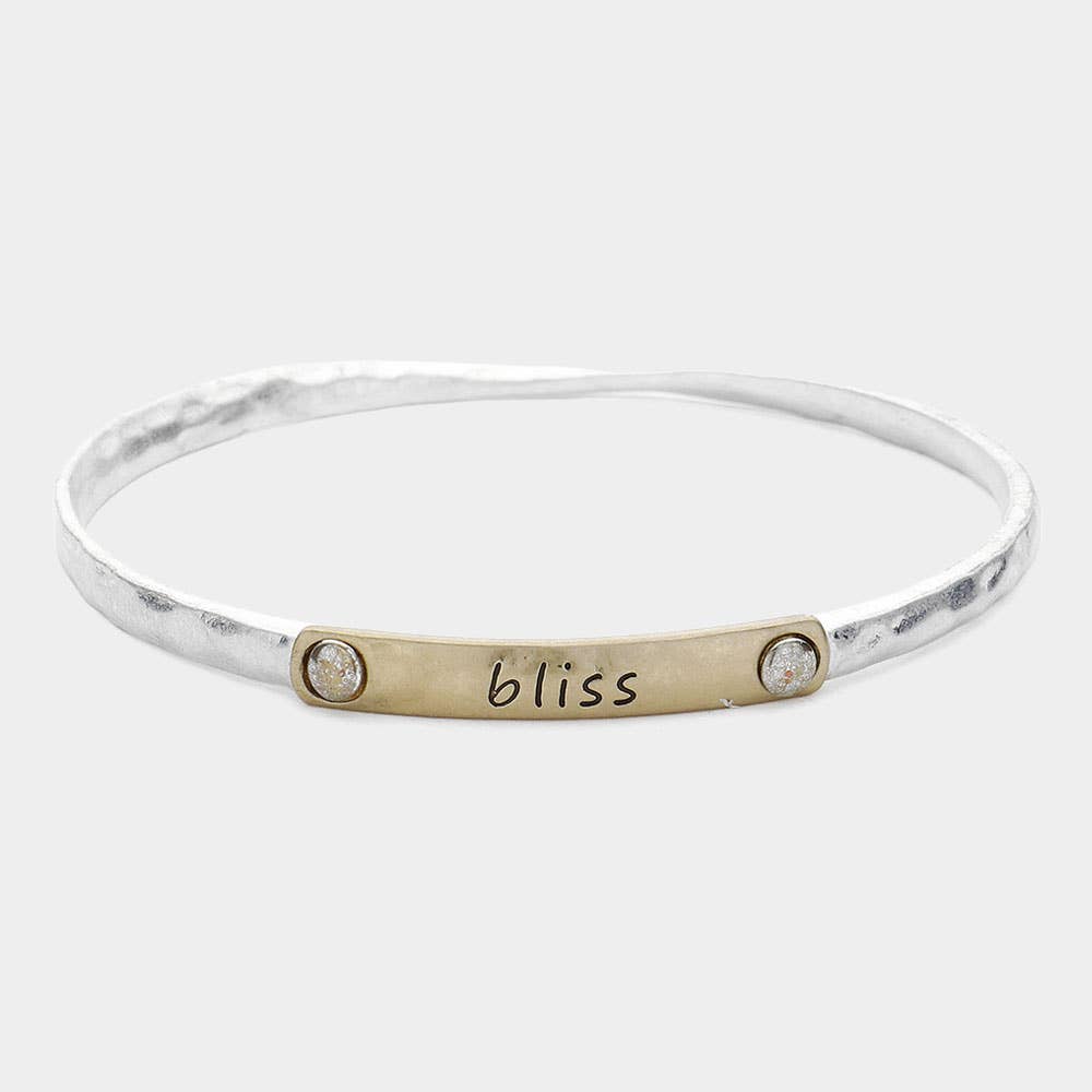 Sensibling Corp. - Wholesale Bangle Bracelet - Bliss Message Two Tone Metal Bangle Bracelet7