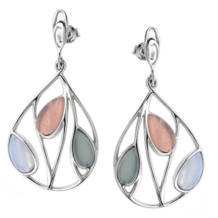 Rose quartz and Agate Earrings for wholesale by Amber House