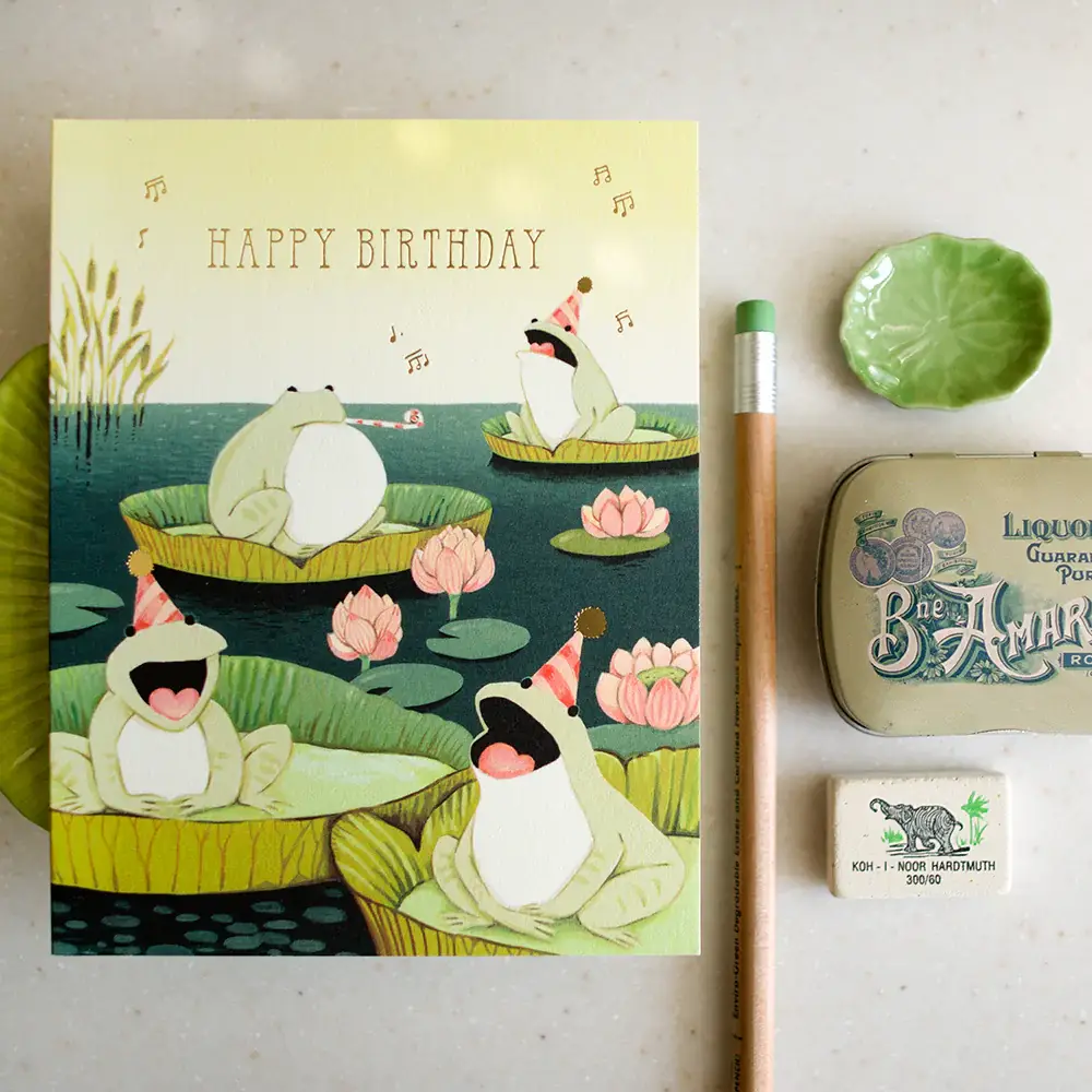 JooJoo Paper - Wholesale Birthday Card - Singing Frogs Birthday Greeting Card1