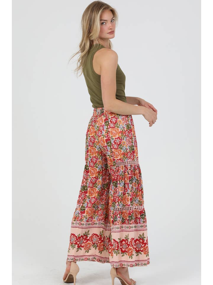 ANGIE - Wholesale Pants - Women's - 25R84-FQ54 WIDE LEG PANTS WITH SMOCKED WAIST AND LACE INSETS5