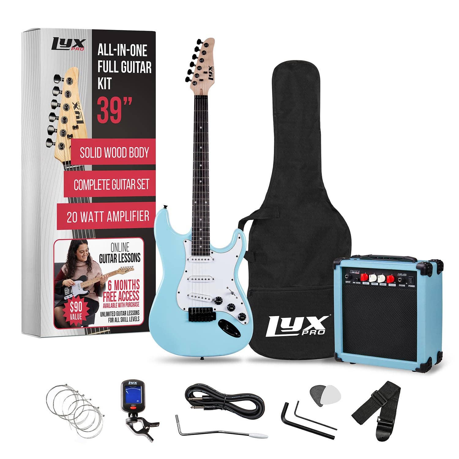 LyxPro - Wholesale Musical Instrument - Beginner 39” Electric Guitar Kit & Starter Set Accessories14