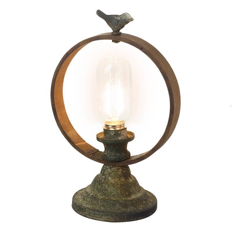 Heaven Sends – wholesale Accent/desk lamp – ROUND METAL CUT OUT LIGHT WITH BIRD0