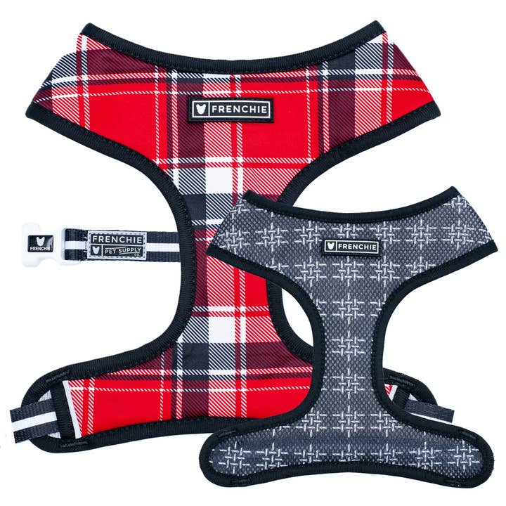 Frenchie Duo Reversible Harness - Scarlet Plaid for wholesale by Frenchie