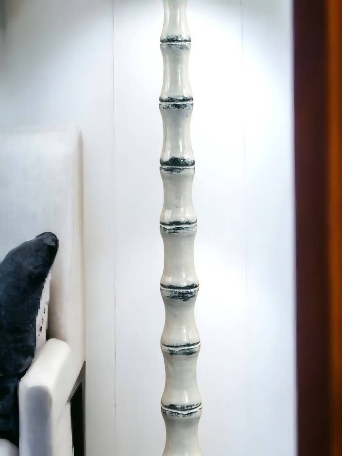 Farmhouse Navy Bamboo Floor Lamp W/ Navy Shade for wholesale by Coast Lamp Mfg