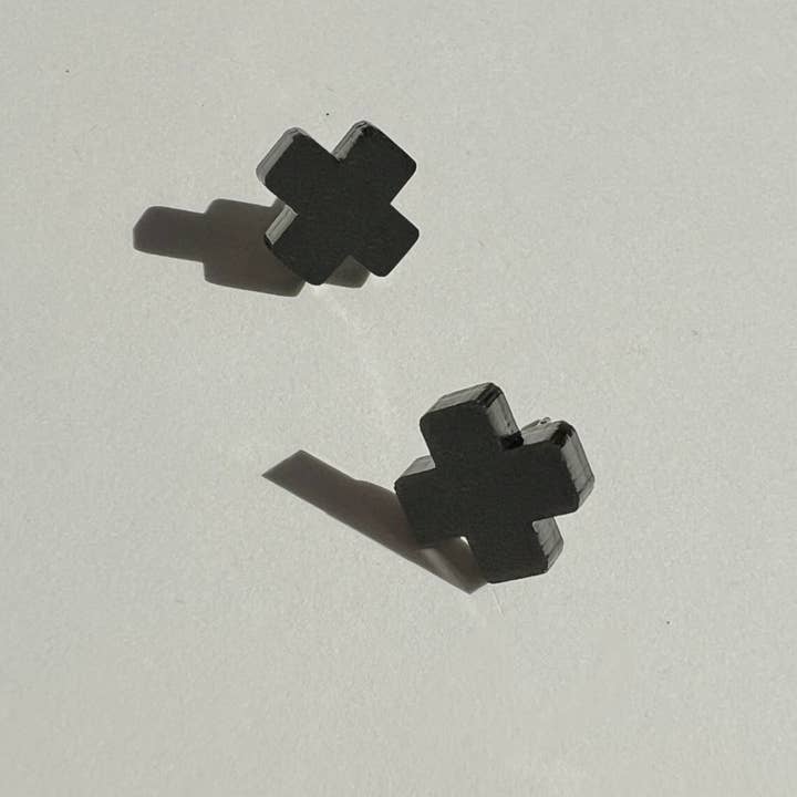 Mingled – wholesale Stud/post earrings – Black Cross Stud Earrings - Small Cross Earrings, Minimalist6