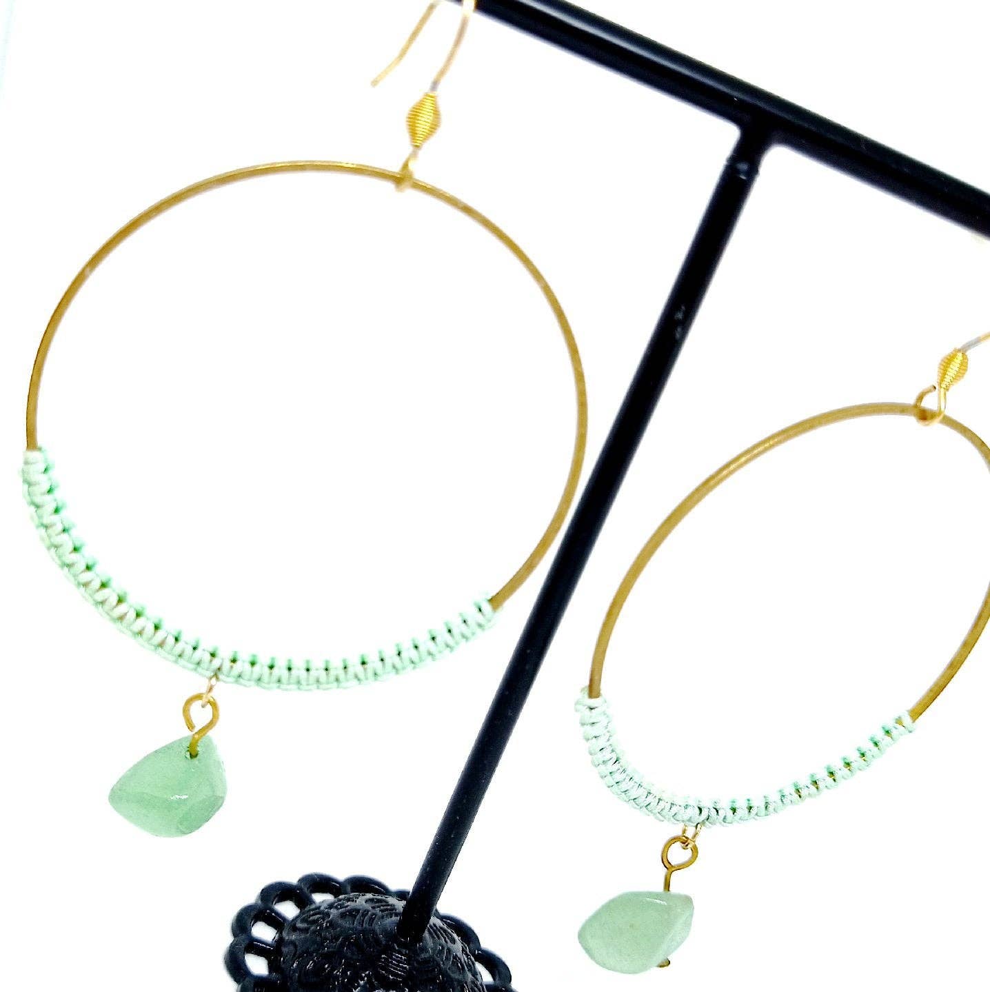 miss camille - Wholesale Dangle Earrings - Large macrame and stone hoop earrings3