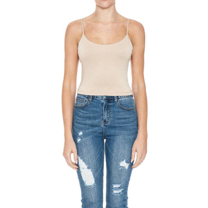 Paperdoll - Wholesale Camisole - Women's - FRONT AND BACK DOUBLE LAYERED SCOOP NECK CROP CAMI TOP3