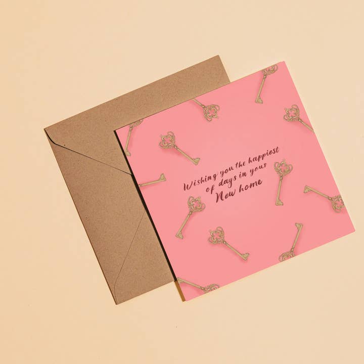 Key New Home Greetings Card for wholesale by Fi Moszoro Design & Illustration