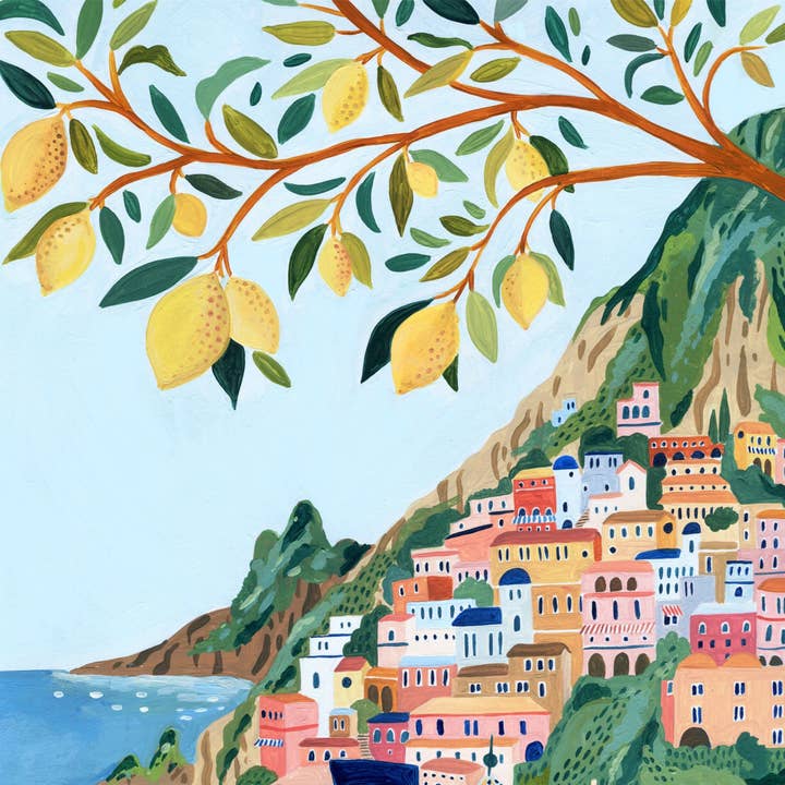 Amber Davenport Art - Wholesale Art Print - Positano, Amalfi Coast Travel Art Print - Unframed