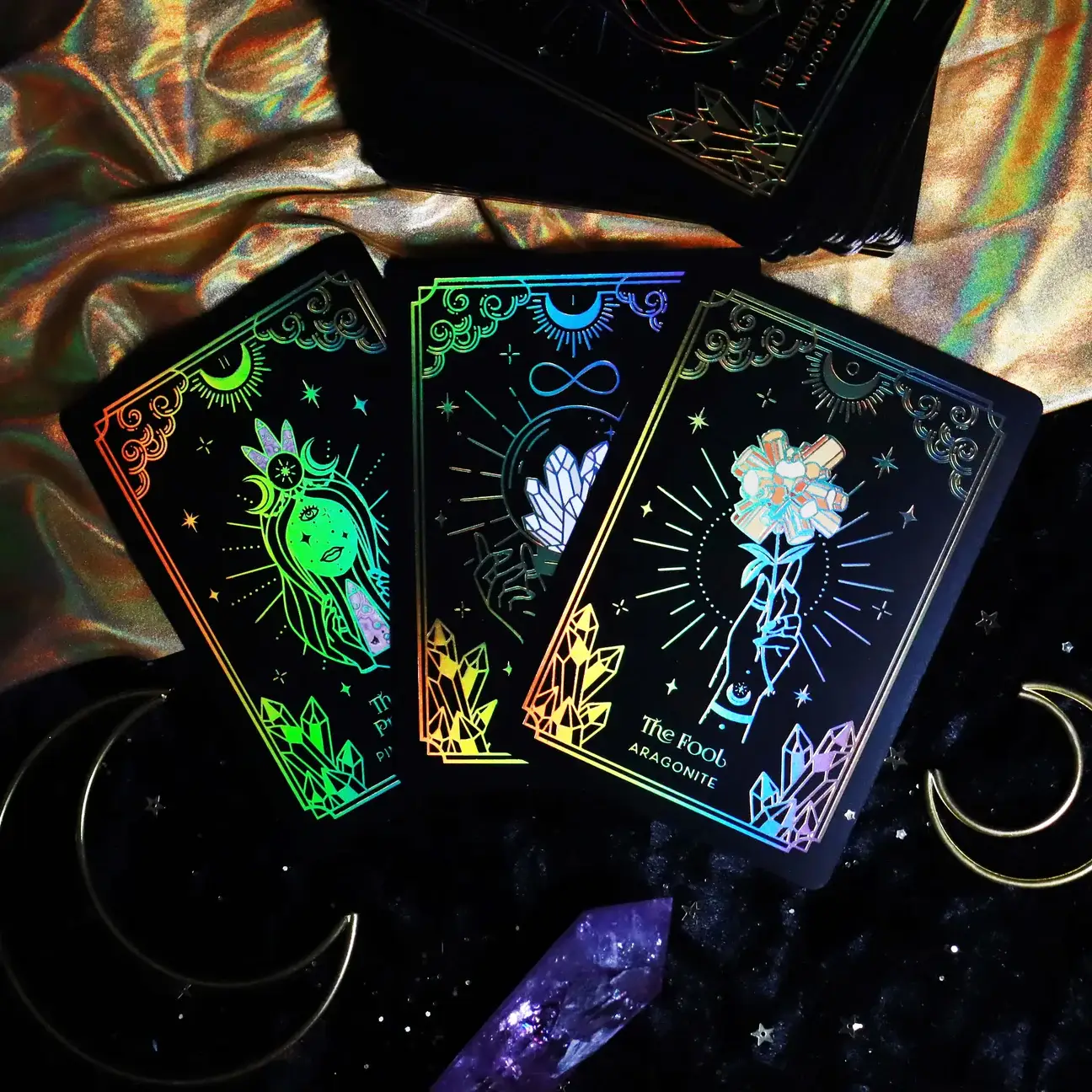 Moonstruck Crystals – wholesale Tarot-kort – MINI Gold Crystalstruck Tarot© Kortlek5