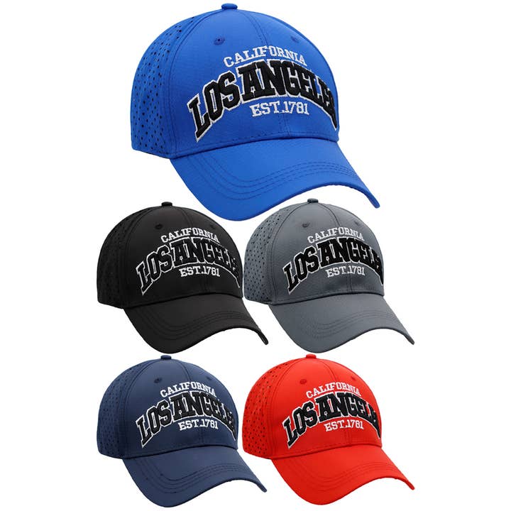 Cap Zone - Wholesale Baseball Cap - Unisex - Los Angeles Arc Logo Hex Perforated Baseball Cap