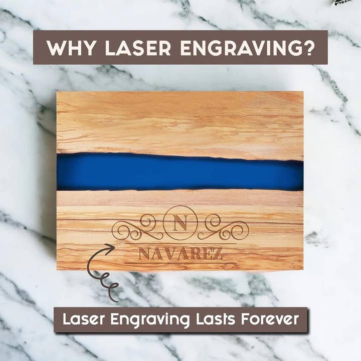 Engrave My Memories - Vente Plateaux à fromage - Planche à charcuterie personnalisée en bois d'olivier avec bord naturel en résine4