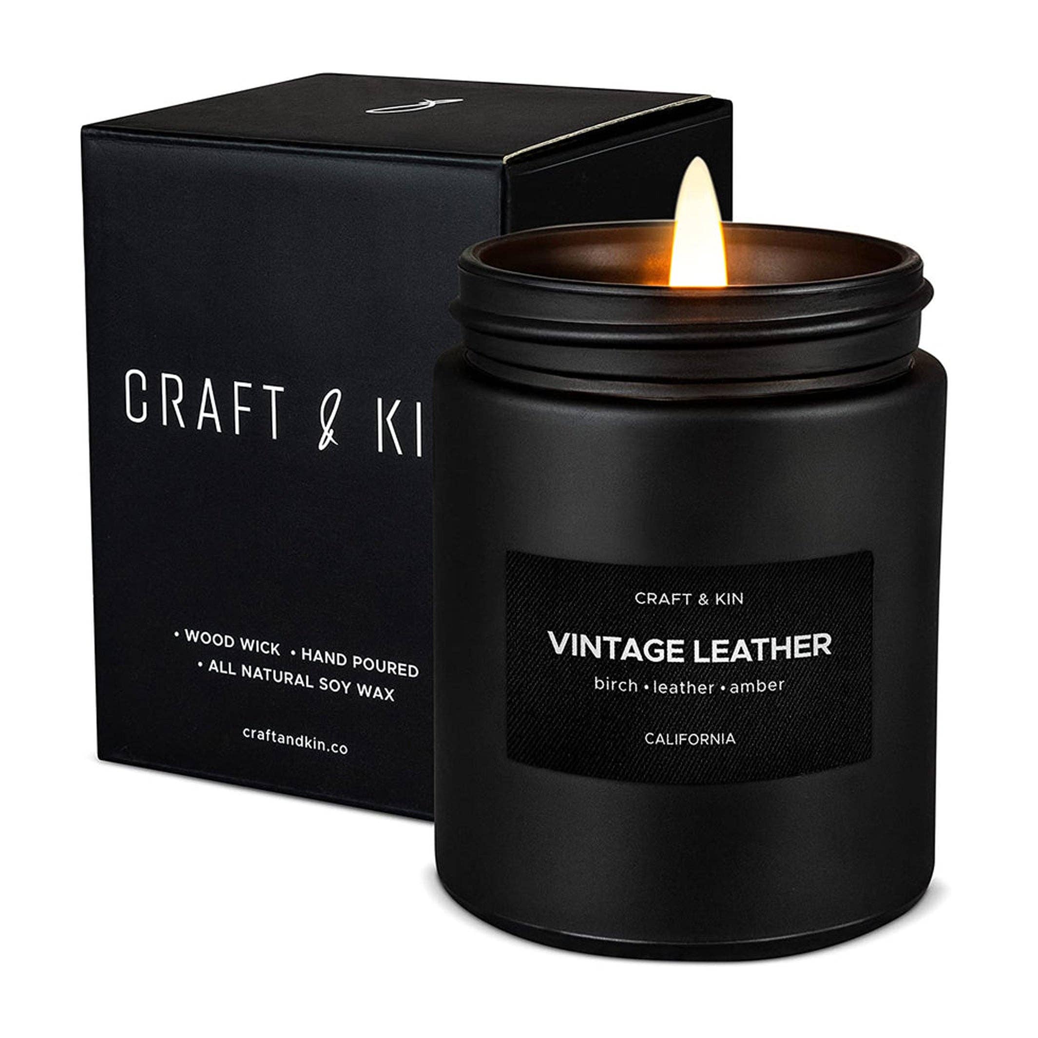 Craft & Kin - Wholesale Jar/Filled Candle - Vintage Leather Candle2