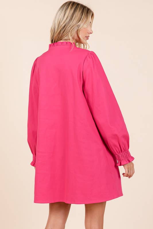 GeeGee x Lovelo - Wholesale Dress - Women's - Plus Smocked Shirt Mini Dress, MD50956PL.2