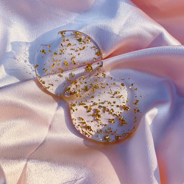 Posavasos y posavasos de resina dorada para coche, juego de 2 para venta al por mayor de Nony Design Company