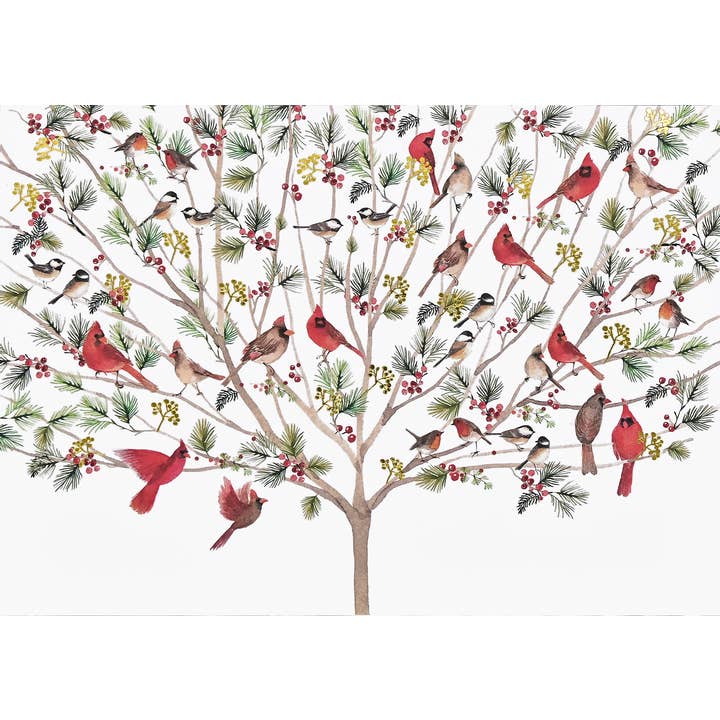 Peter Pauper Press - Wholesale Season's Greetings Card - A Merry Perch Deluxe Boxed Holiday Cards