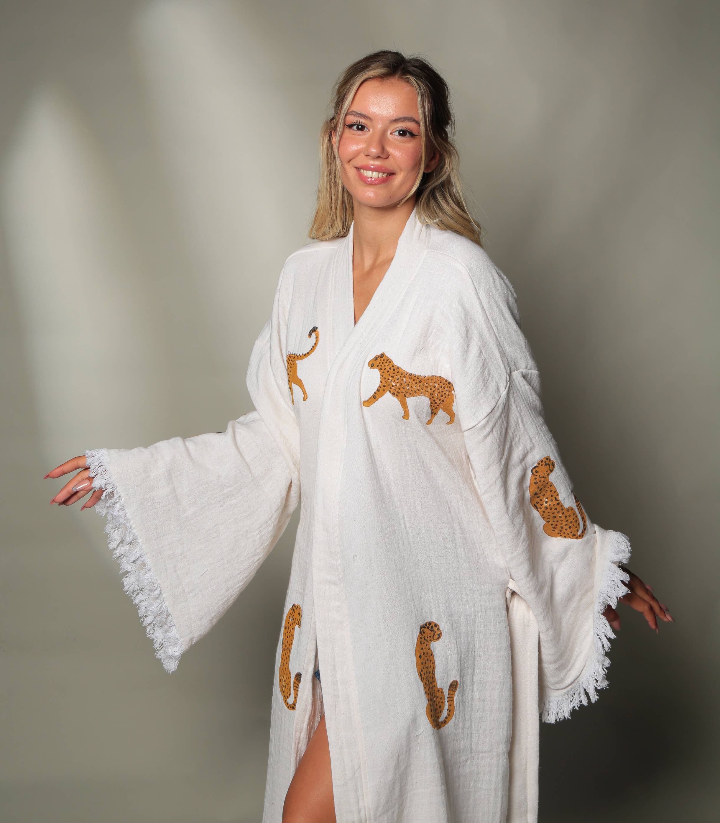 Moa - Vente Peignoir – femme - Kaftan long kimono Tigre6