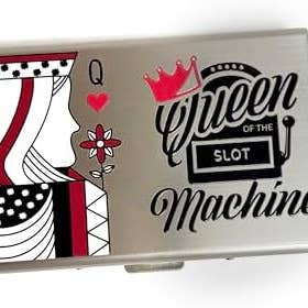 Queen of Slot Machine Casino Card Holder – Slim RFID Wallet for Women – Stainless Steel Gambling Card Case for Player’s Cards, IDs & Credit Cards – Mother's Day Gift and Birthday Gift for Gamblers for wholesale by DockTime