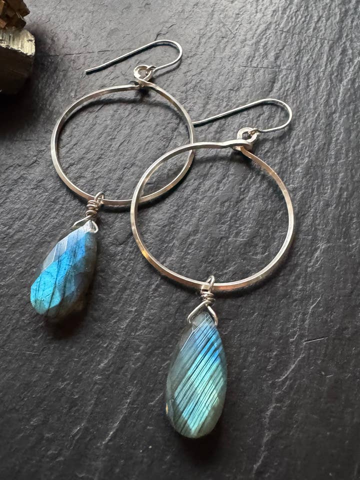 Labradorite Hoop Earrings for wholesale by Anjali Goods