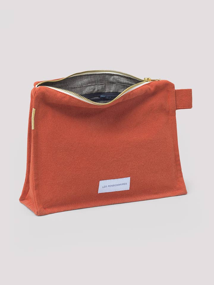 Necessaire em Tela de Algodão Orgânico Laranja Flamboyant por atacado de Les Pensionnaires