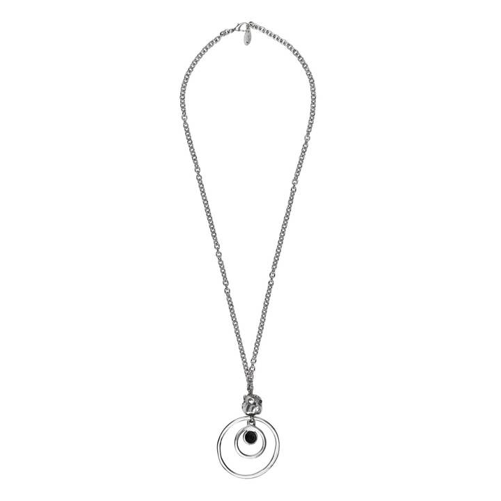 Versilberte Halskette Tiger-Swarovski-Kopf schwarz für den Großhandel von Gloria Mago