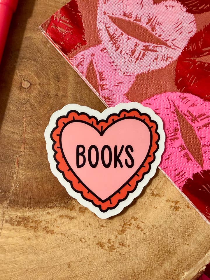 Heart Books Sticker| Bookish Sticker| Book Lover Gift| Spicy Romance| Reading Smut| Book Club Decals| Fantasy Reading| Romantic Book Sticker for wholesale by The Haus of Holly