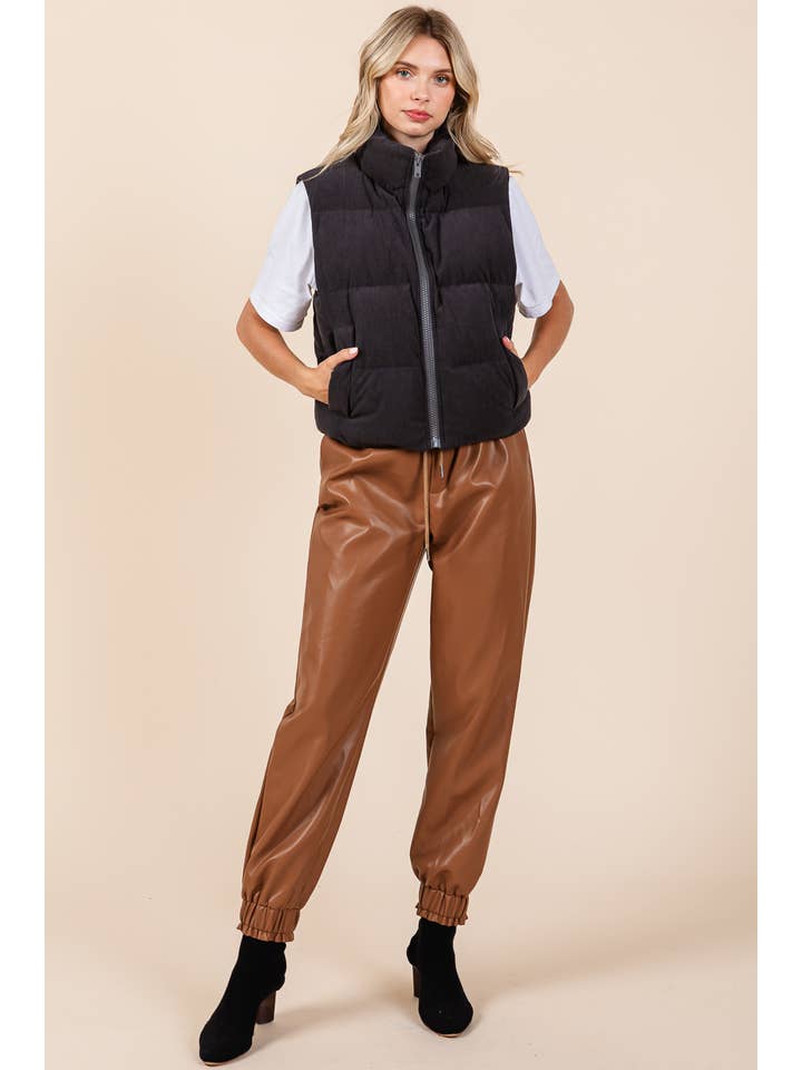 GeeGee Clothing - Wholesale Outerwear Vest - Women's - Corduroy Puffer Vest, MJ50698