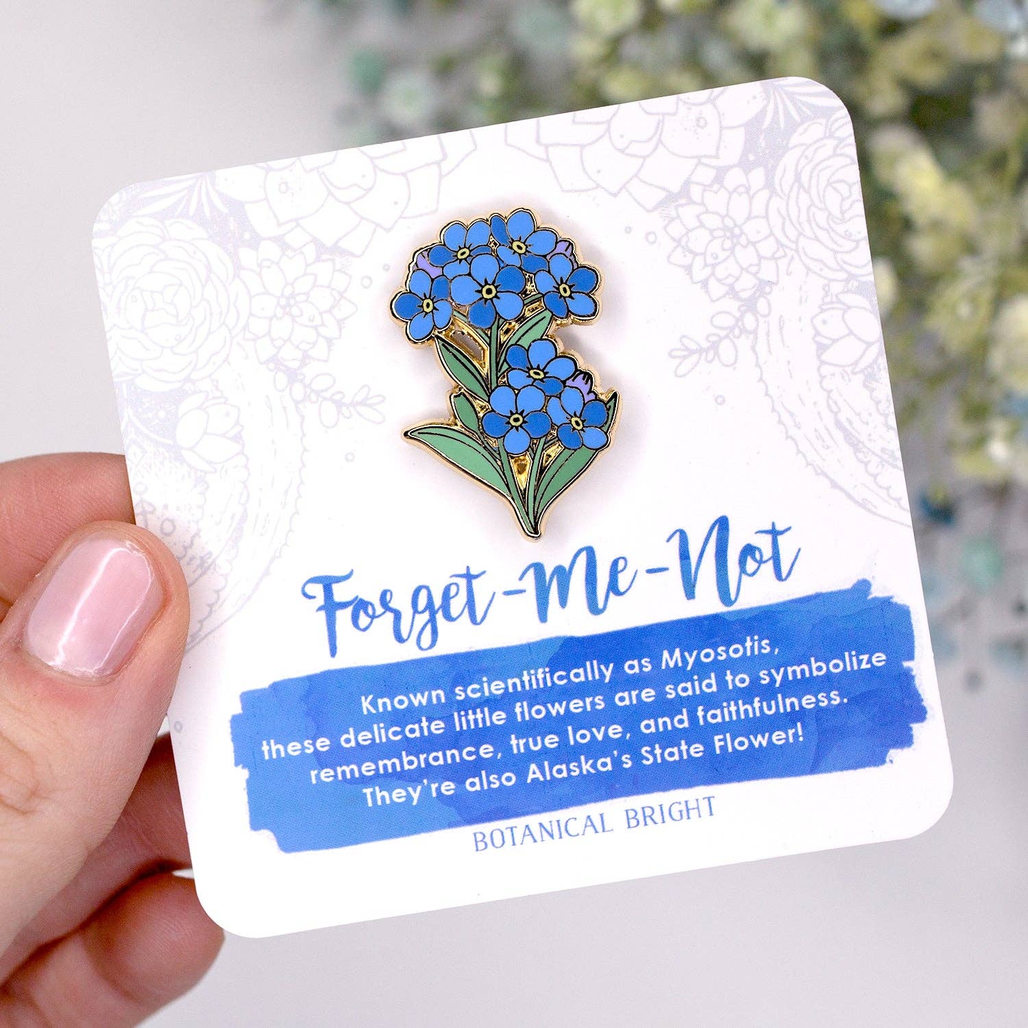 Botanical Bright - Wholesale Lapel Pin/Button - Forget-Me-Not Enamel Pin2