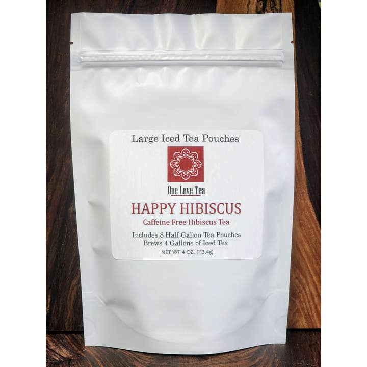 One Love Tea - Wholesale Iced Tea - Happy Hibiscus Caffeine Free Iced Tea pouch