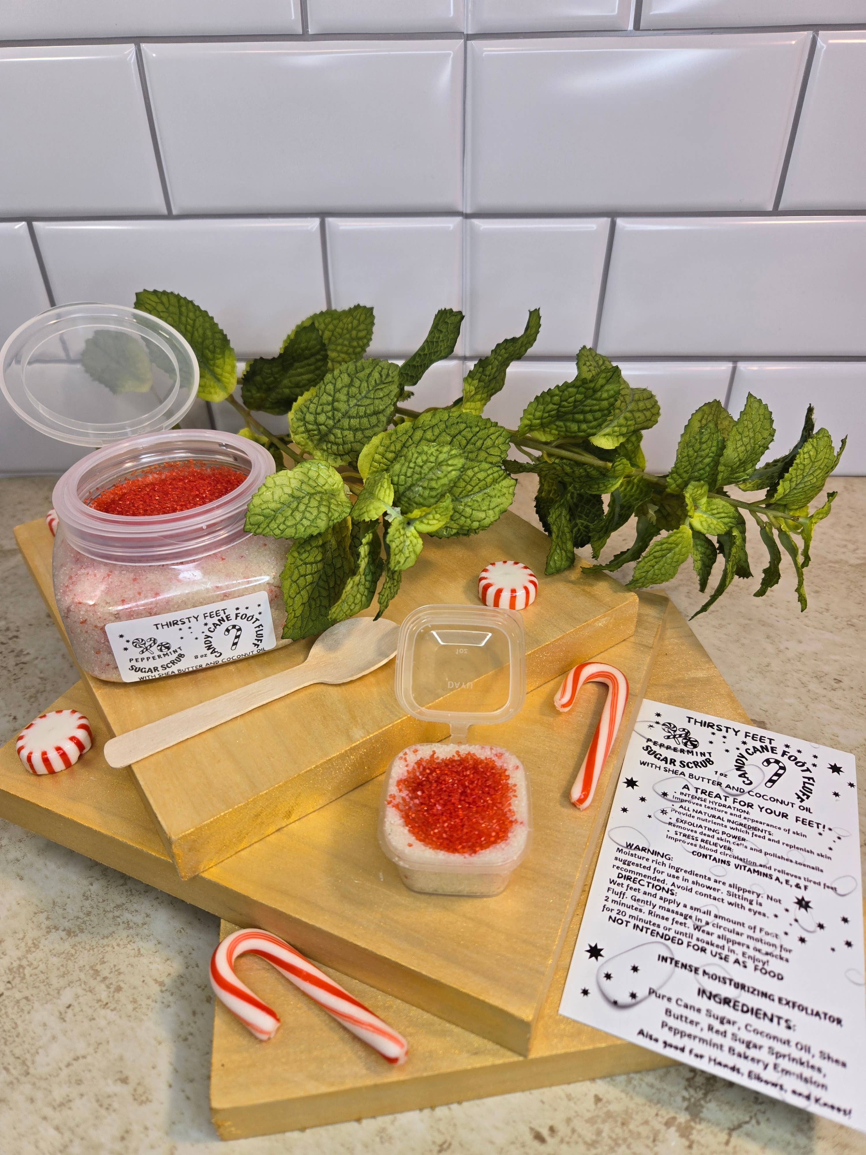 THIRSTY FEET®️ - Vente Gommage/exfoliant pour les pieds - Gommage au sucre à la menthe poivrée et à la canne de bonbon pour les pieds 1 oz,10