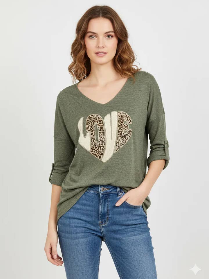 LOVE A Leopard Fine Knit Top @86752_HLoveLeo for wholesale by Mimi & Gogo