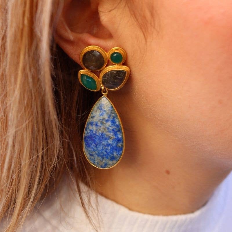 ACUS - Wholesale Dangle Earrings - Paraiso Earrings Limited Edition Lunar Silver, Green and Mustard3