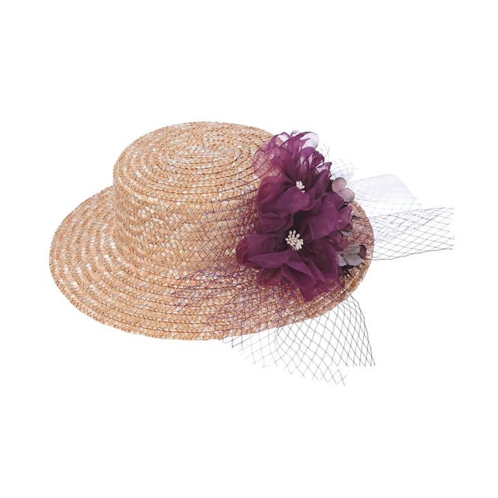 Flormoda - Wholesale Straw Hat - Women's - Bordeaux Wedding Canotier0