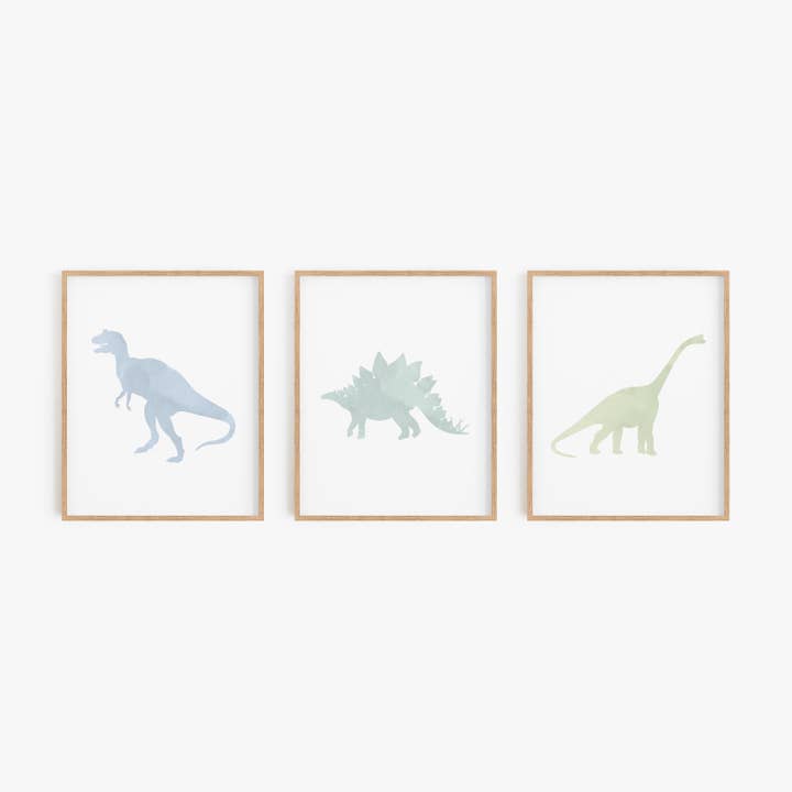 Pastel Akvarel Dinosaur Art Print Sæt for engroshandel hos Flip The Script Studios