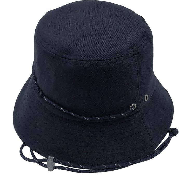 Fashion City - Wholesale Bucket Hat - Women's - Solid Chin String Cotton Safari Bucket Hat6