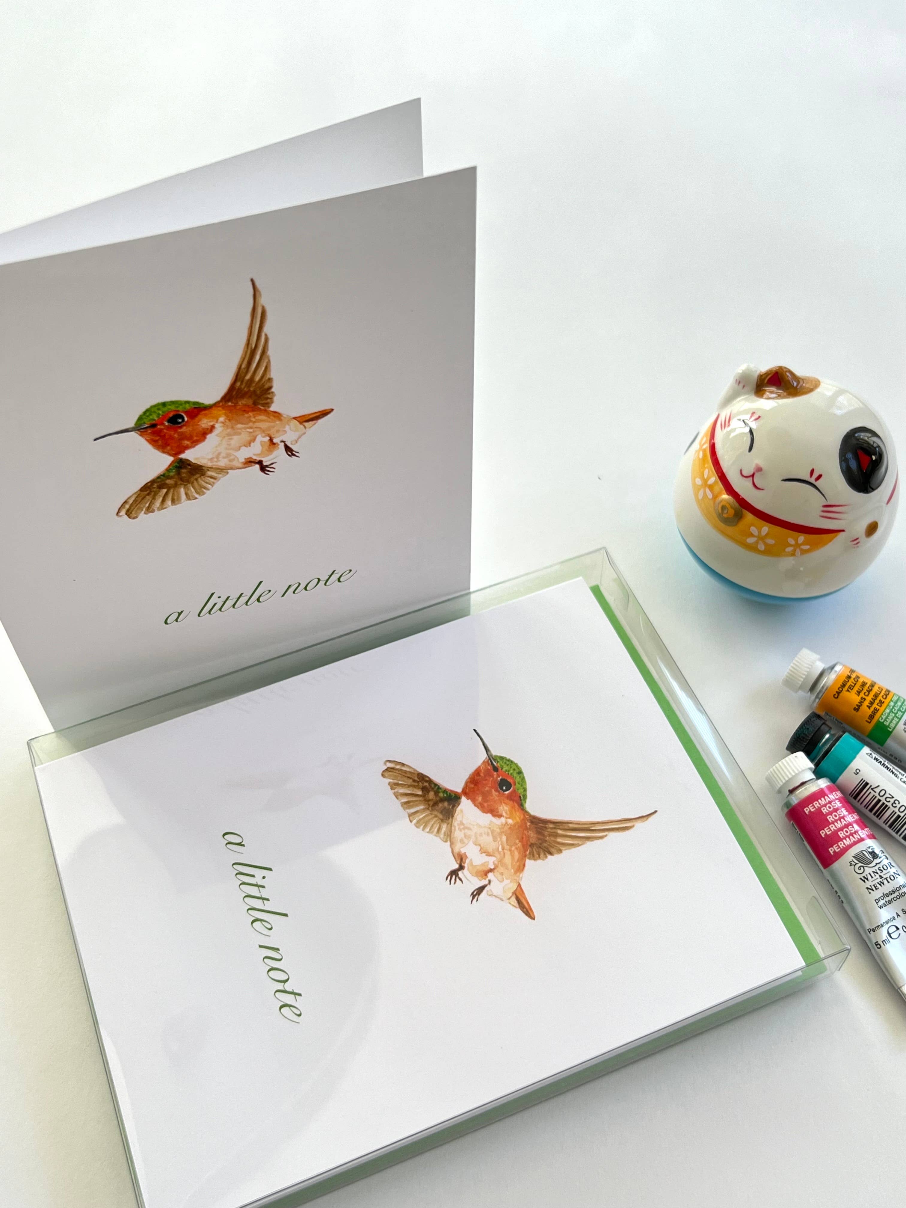 Flower Bird Art Studio - Wholesale Thank You Card - Boxed thank you notes of 8 - humming bird1