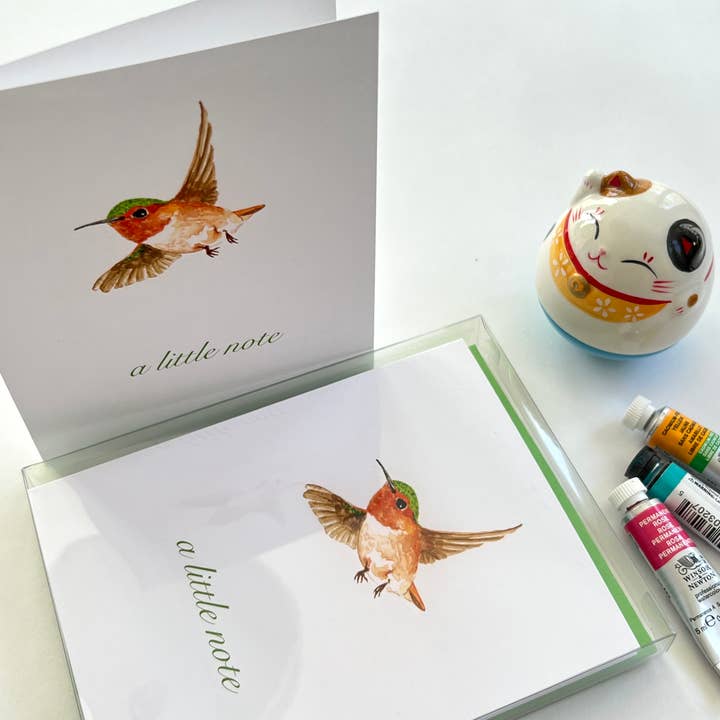 Flower Bird Art Studio - Wholesale Thank You Card - Boxed thank you notes of 8 - humming bird1
