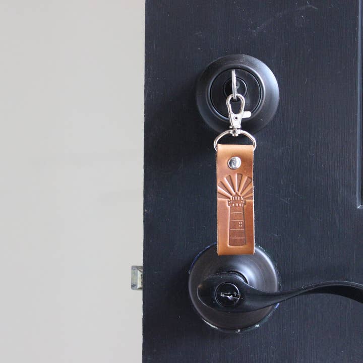 Mermaid and Sailor - Wholesale Keychain - Unisex - Lighthouse Brown Leather Keychain Key Fob Ring Ocean Theme