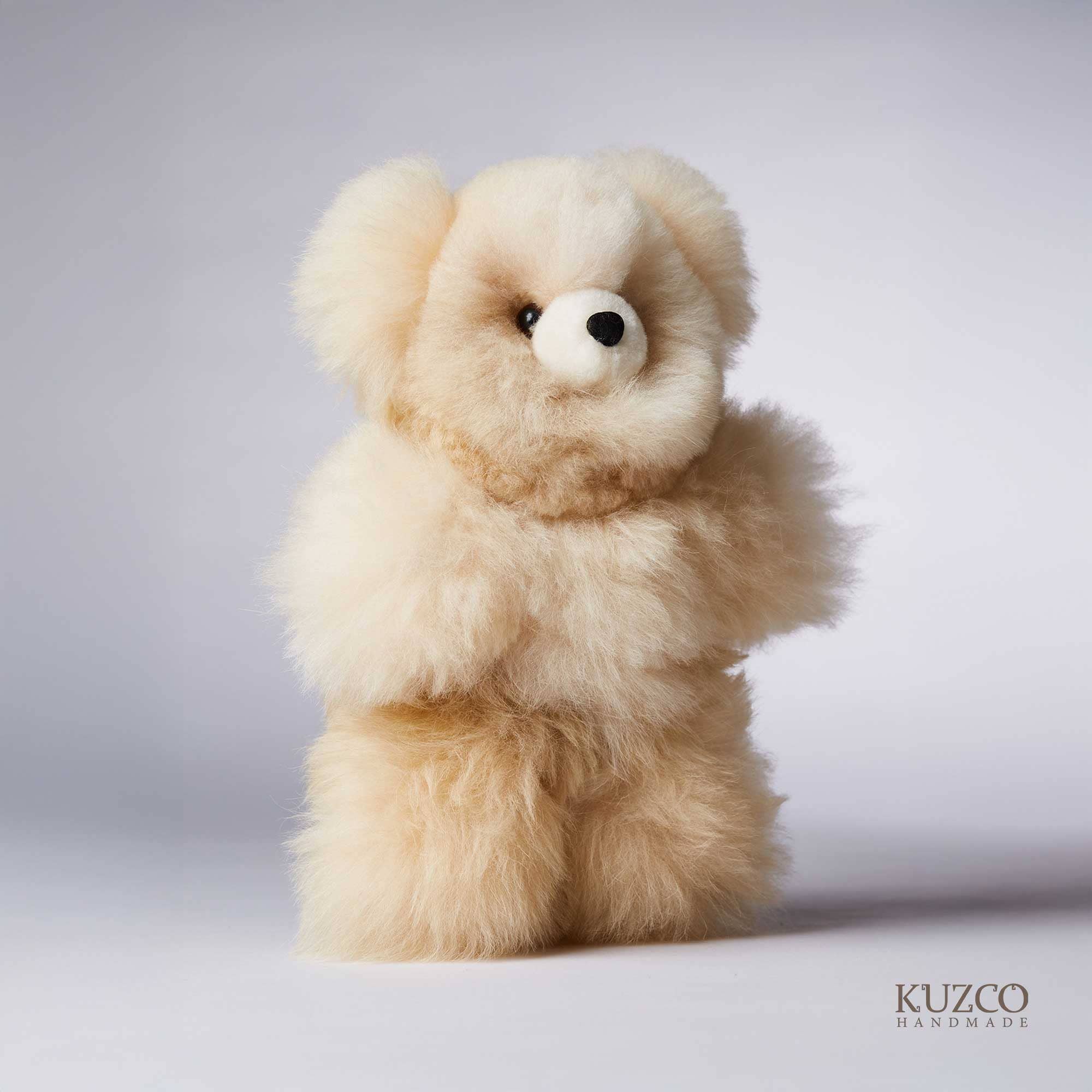 KuzcoHandmade - Wholesale Stuffed/Plush Toy - Kids & Baby - Beige Alpaca Fur Teddy Bear – Ethically Handmade, 15 inches1