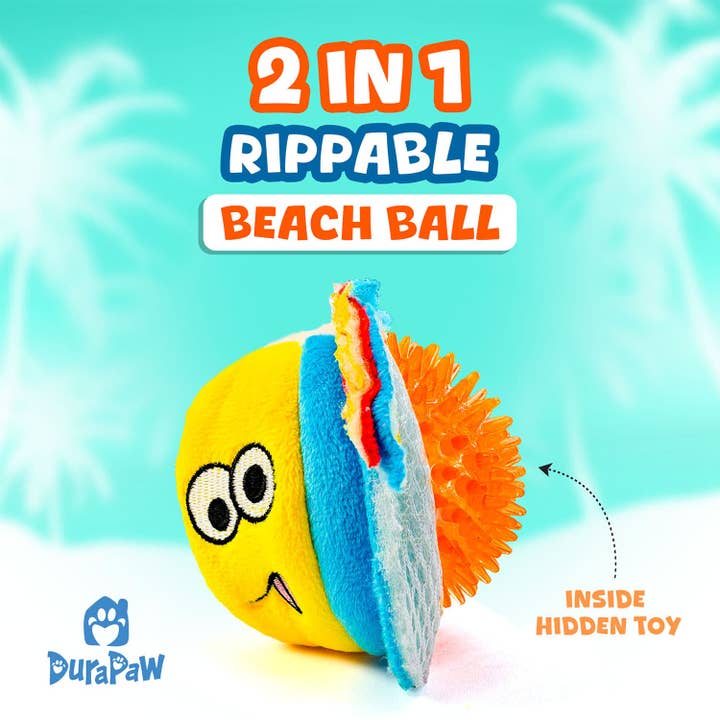 DuraPaw - Wholesale Pet plush toy – Dog - DuraPaw 2 in 1 Beach Ball Surprise Dog Toy1