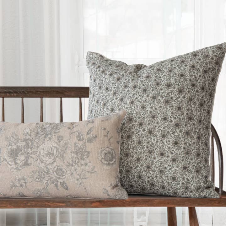 Tajik Home LLC - Wholesale Throw Pillow Cover - Penelope Vintage Petite Floral Pillow Cover - Oyster