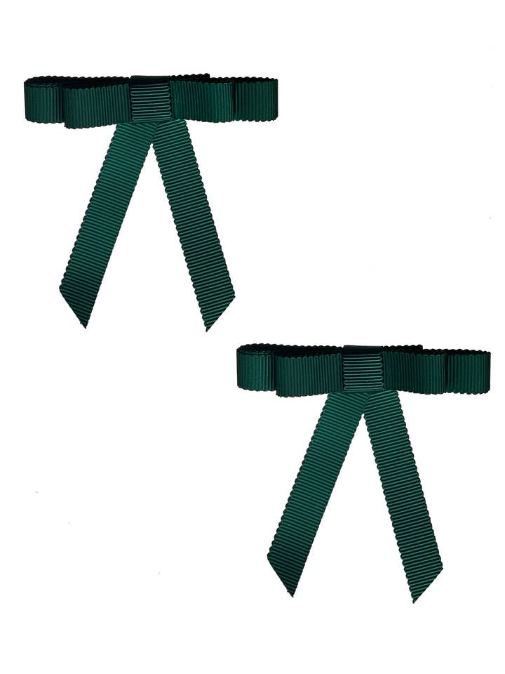 Grosgrain Bow Clip Set (2) - Spruce for wholesale by Project 6 NY Kids