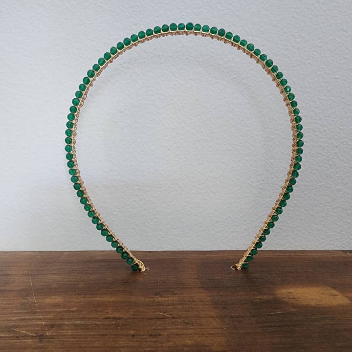 The Queen of Quartz - Wholesale Fashion headband – women's - Green Onyx Headband Small1