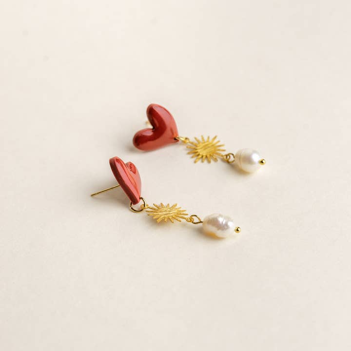 Van Schaaijk Studio - Wholesale Dangle Earrings - Earrings Valerie - Red2